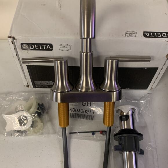 Delta Trinsic Two Handle Centerset Bathroom Faucet In Stainless - Picture 5 of 9